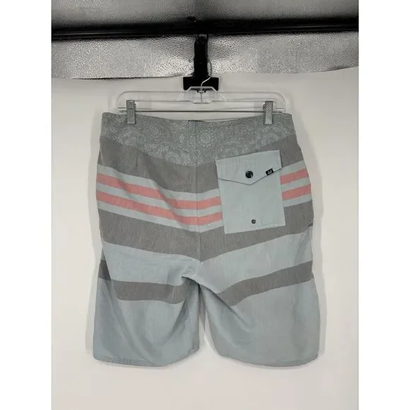 Lost Enterprises Board Shorts Size 32 Striped 9" Inseam Bathing Suit Swim Shorts - Picture 2 of 9
